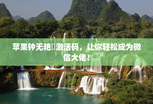 苹果钟无艳激活码，让你轻松成为微信大佬！